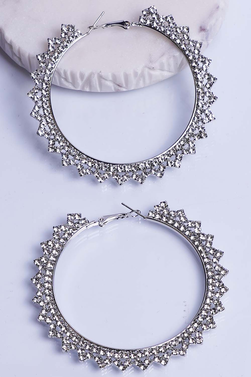 Silver Rhinestone Hoop Earrings