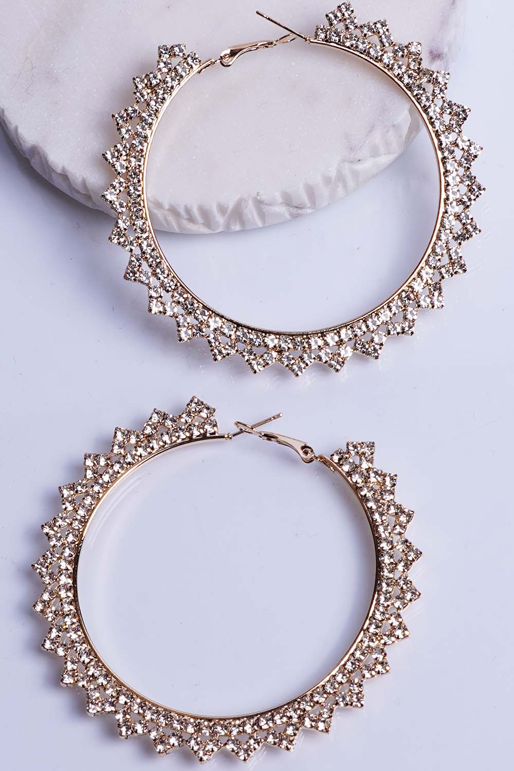Gold Rhinestone Hoop Earrings