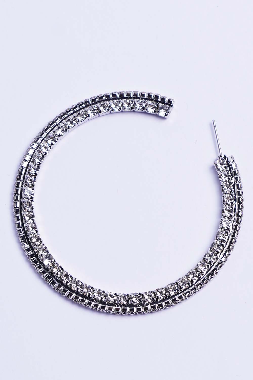 Silver Rhinestone Hoop Earrings