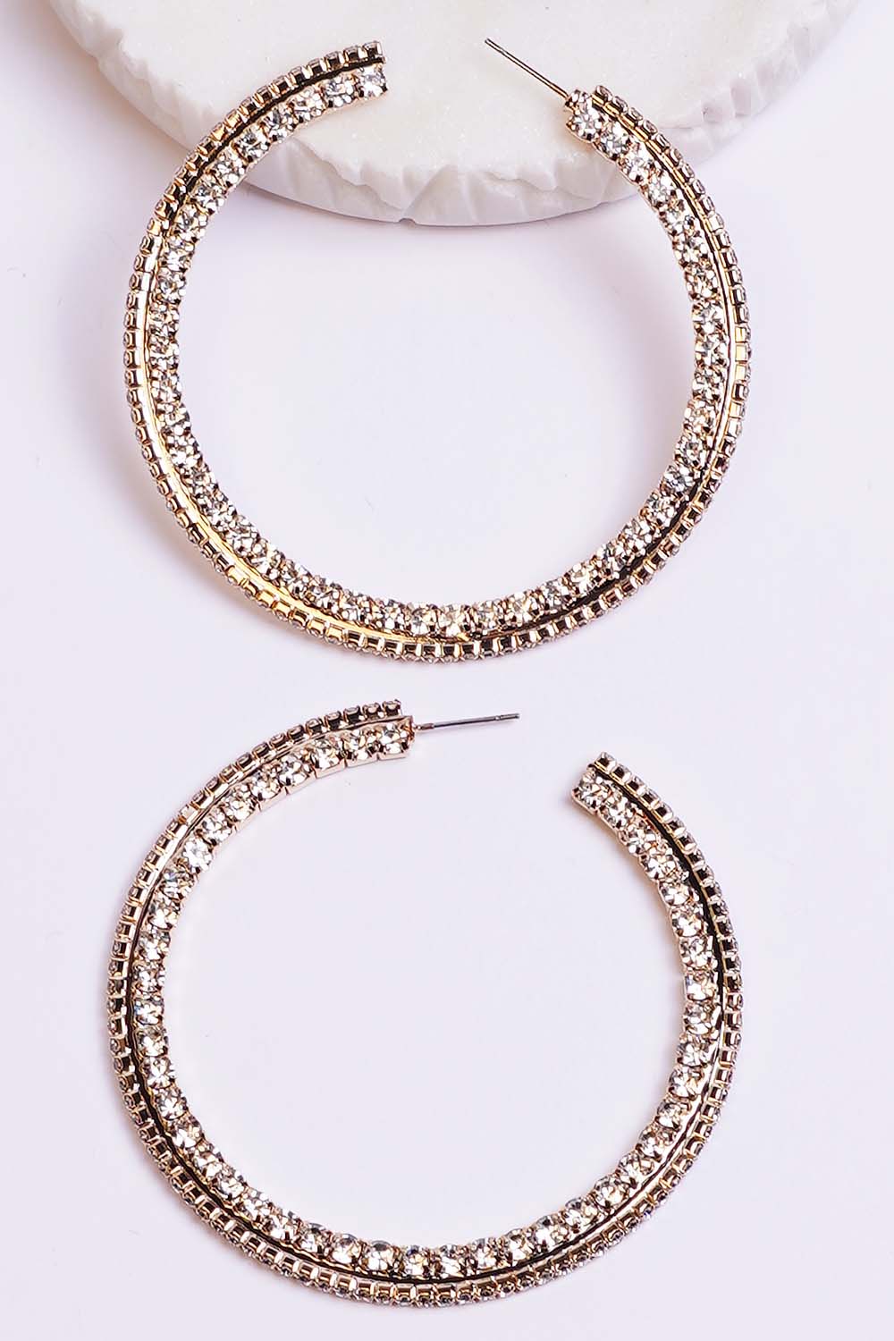 Gold Rhinestone Hoop Earrings