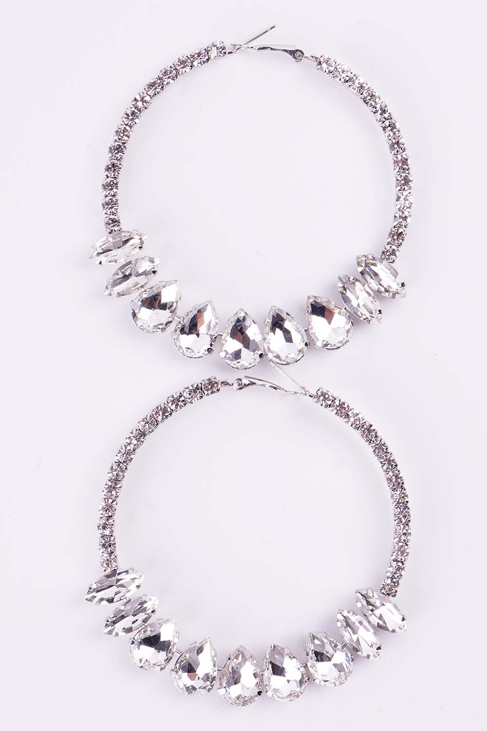Silver Rhinestone Hoop Earrings