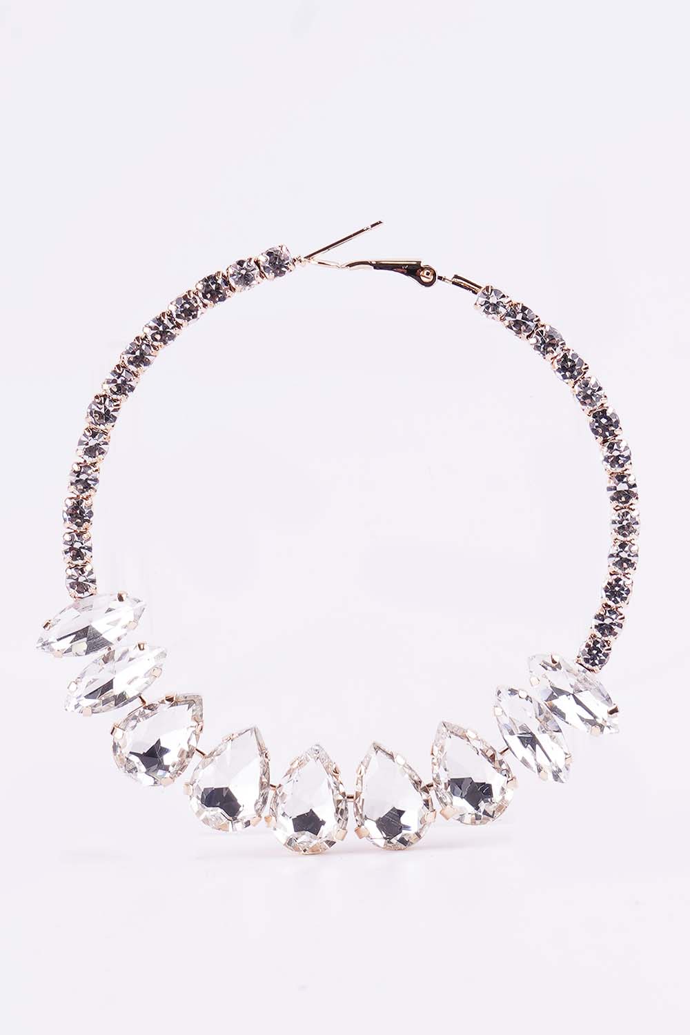 Silver Rhinestone Hoop Earrings