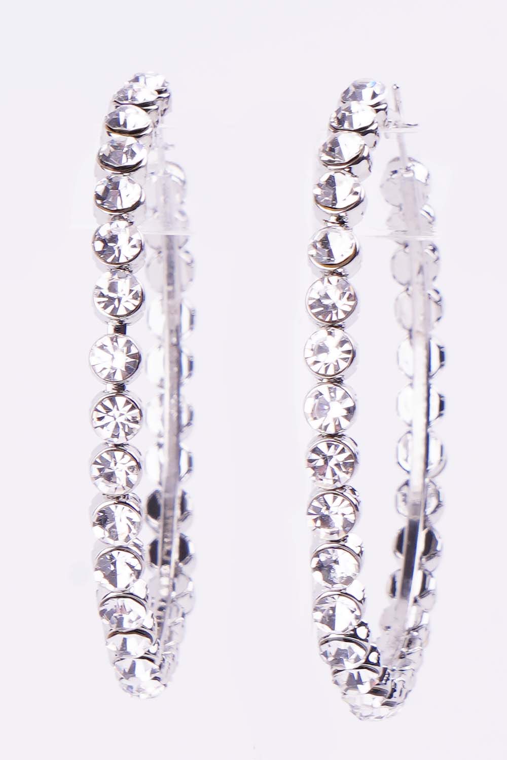 Silver Rhinestone Hoop Earrings