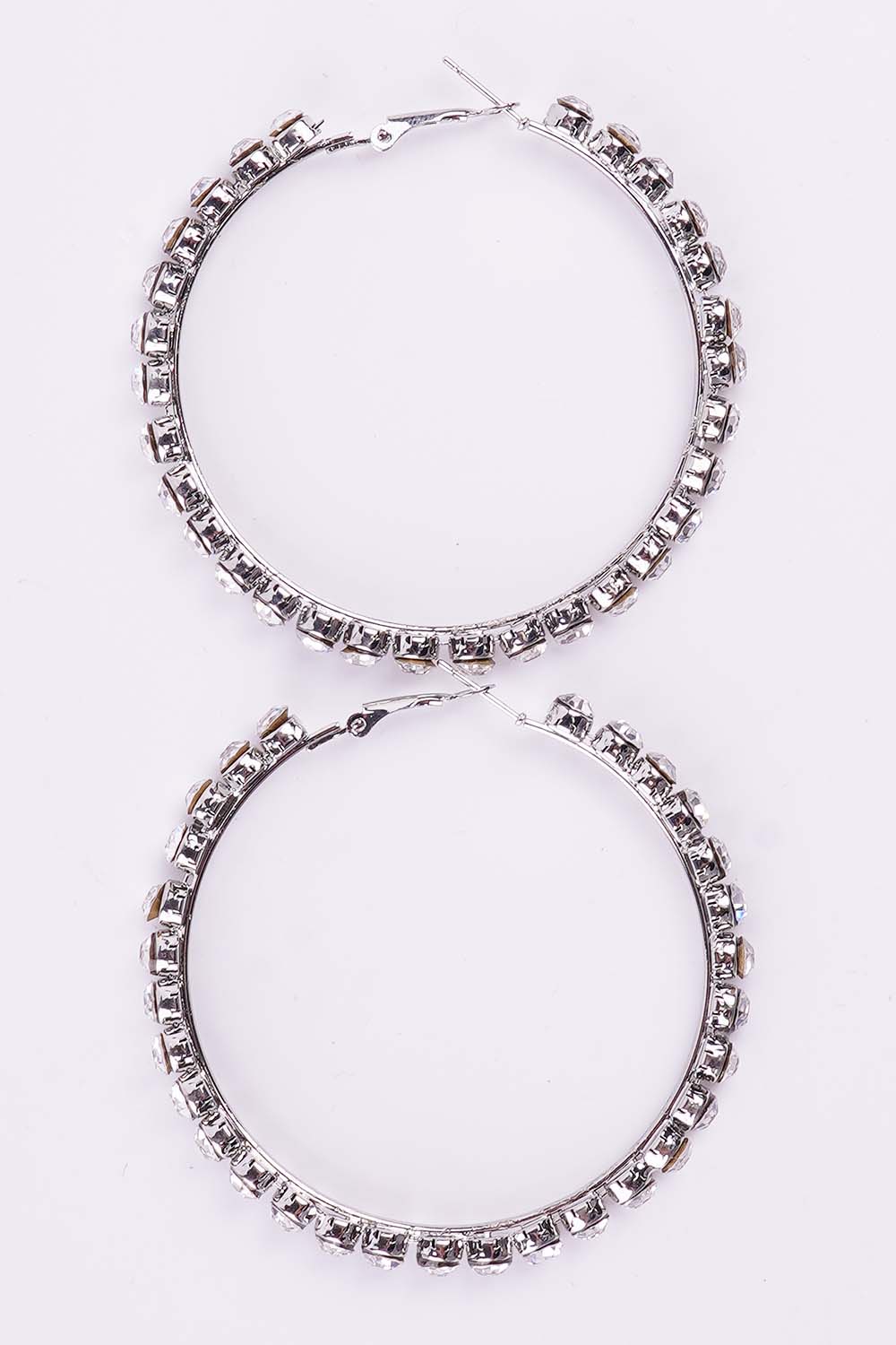 Silver Rhinestone Hoop Earrings