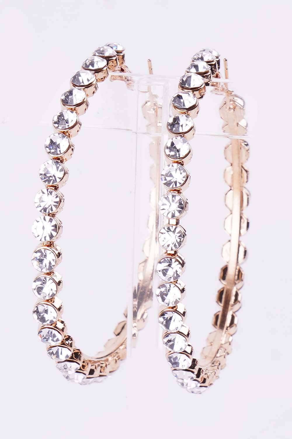 Gold Rhinestone Hoop Earrings