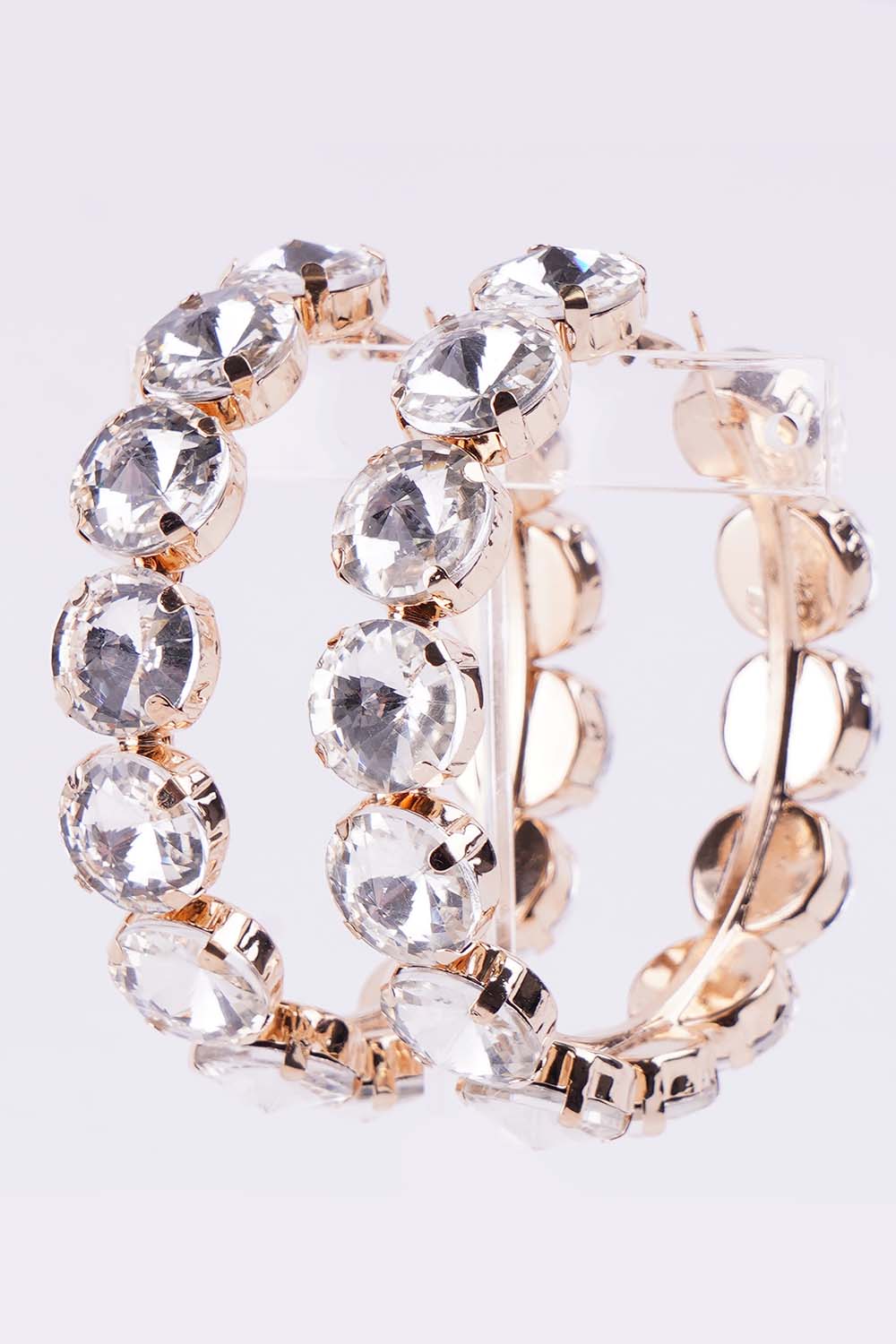 Gold Rhinestone Hoop Earrings