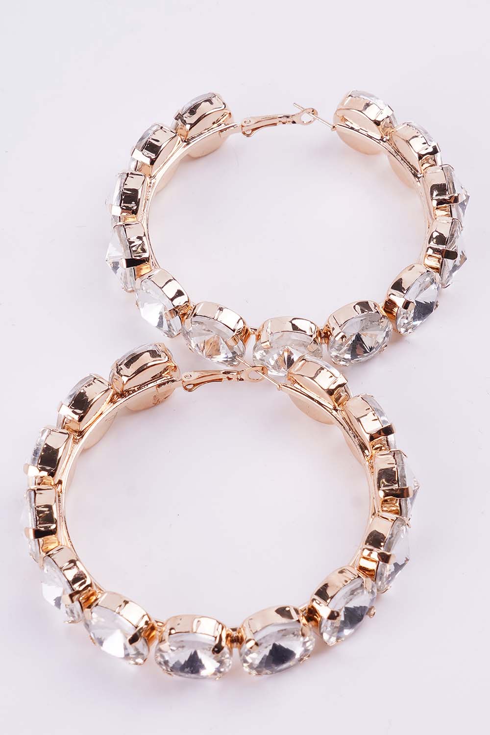Gold Rhinestone Hoop Earrings