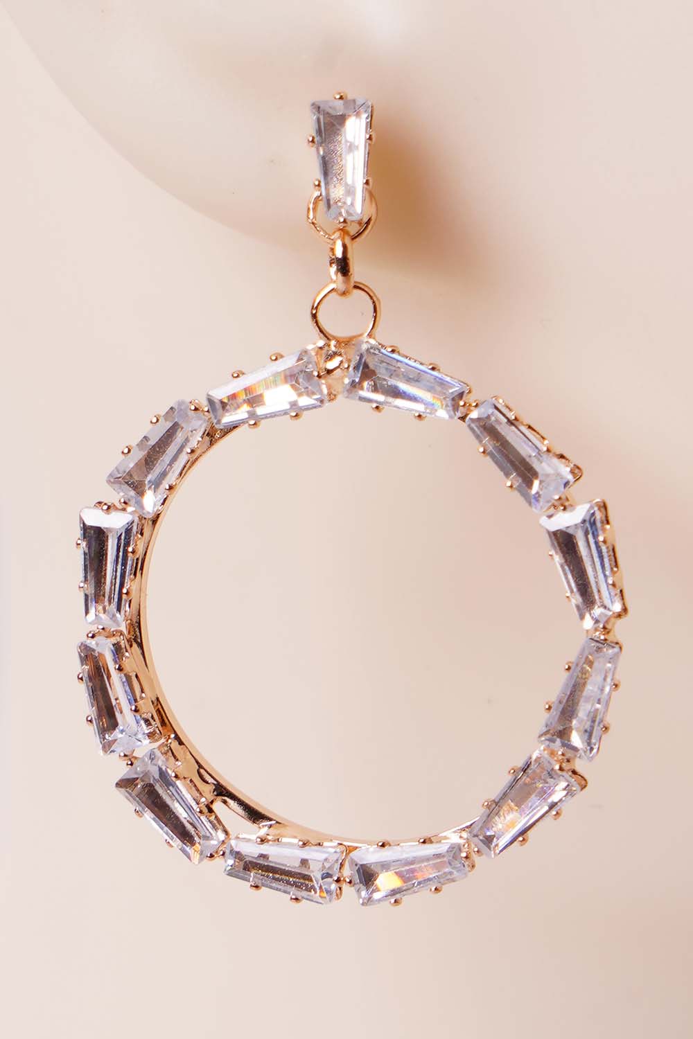 Gold Cubic Zirconia Dangle Hoop Earrings