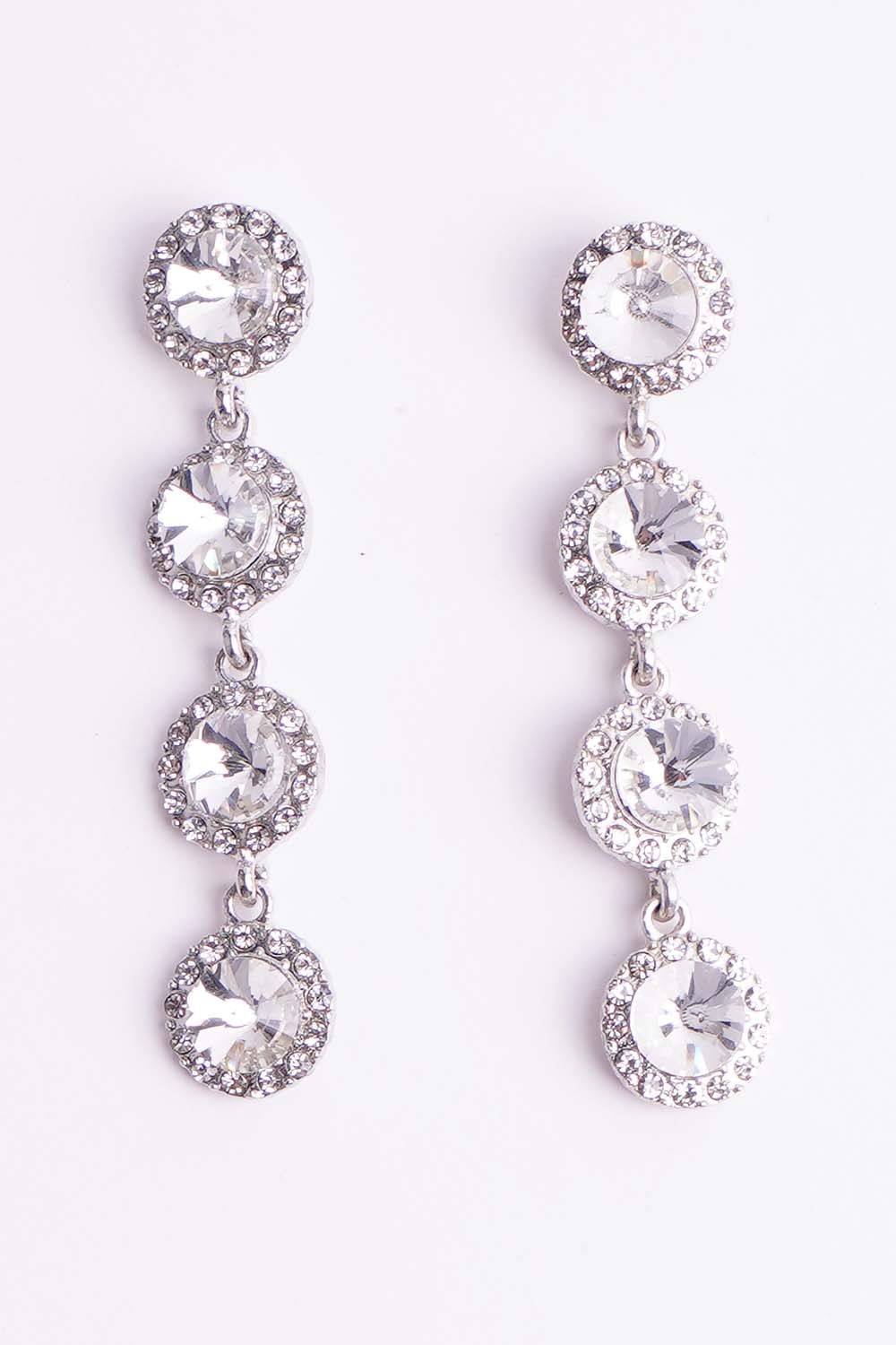 Silver Rhinestone Dangle Earrings