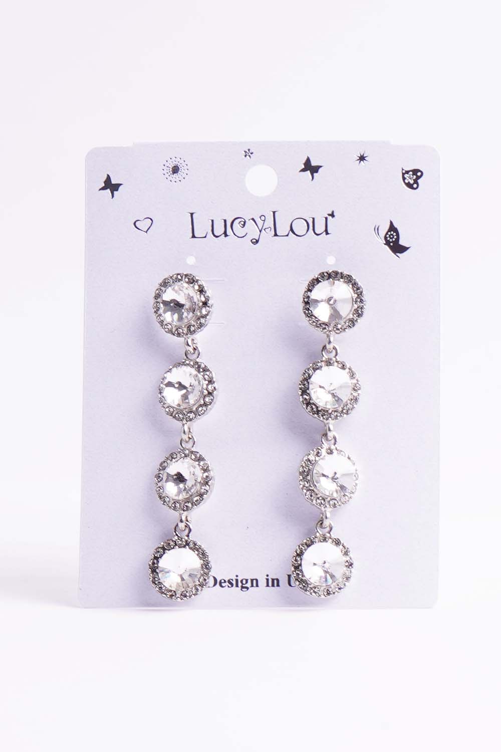 Silver Rhinestone Dangle Earrings