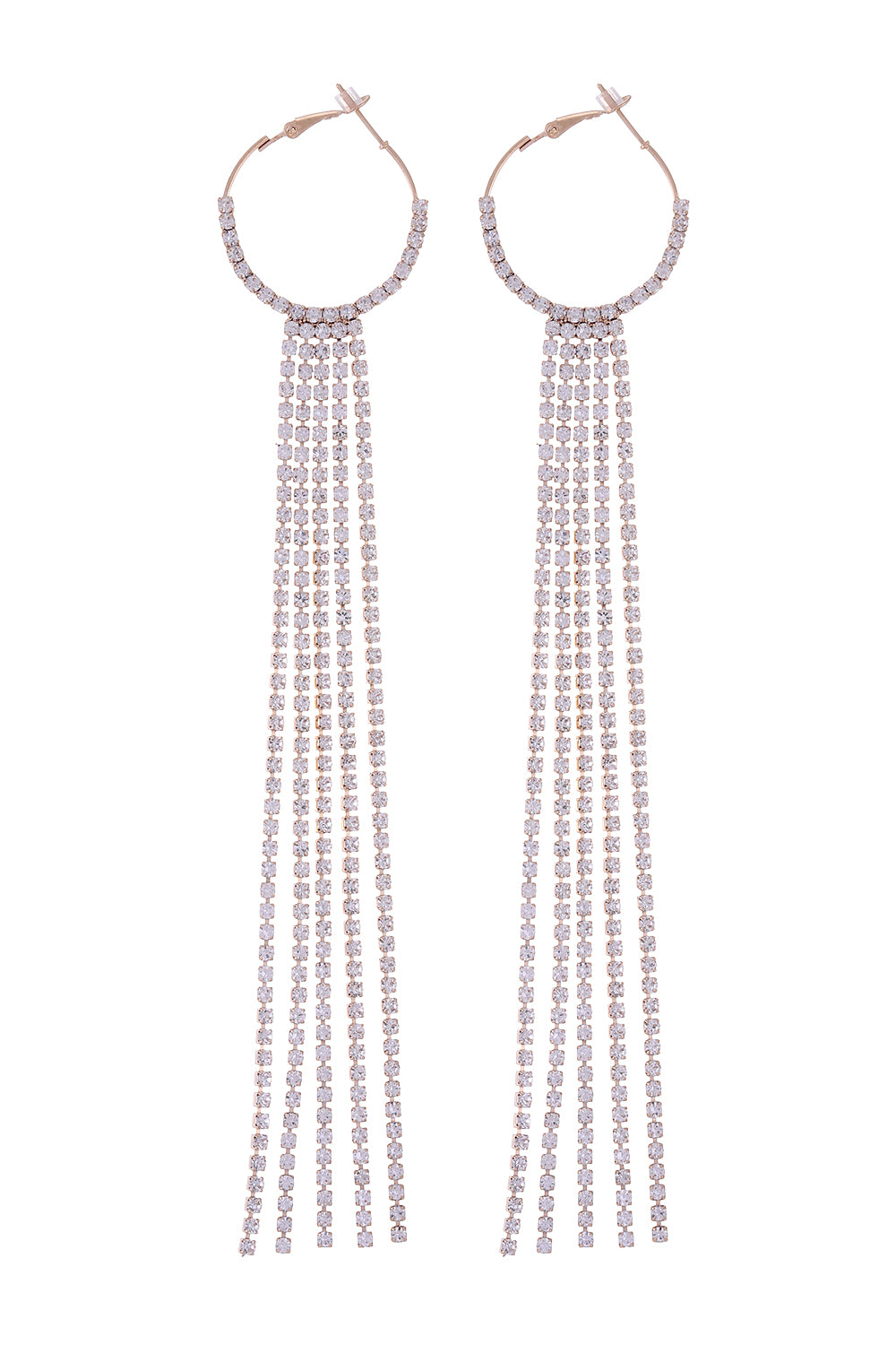 Gold Rhinestone Tassel Earrings