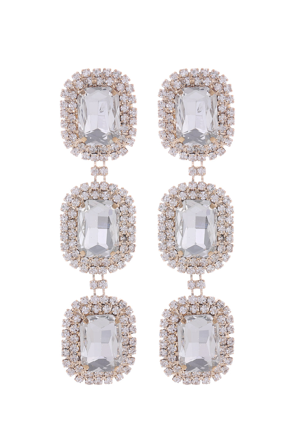 Gold Statement Rhinestone Dangle Earrings