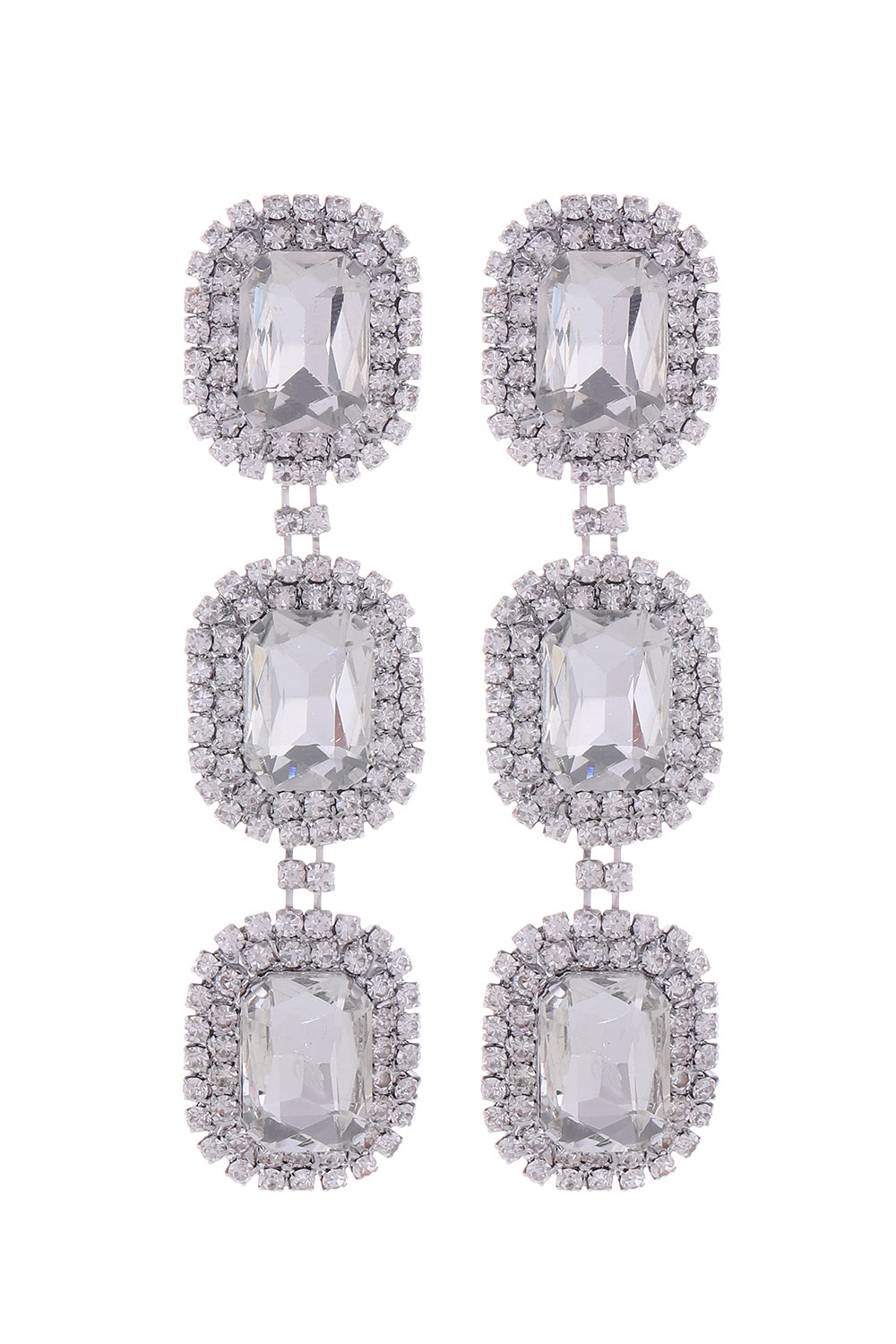 Silver Statement Rhinestone Dangle Earrings