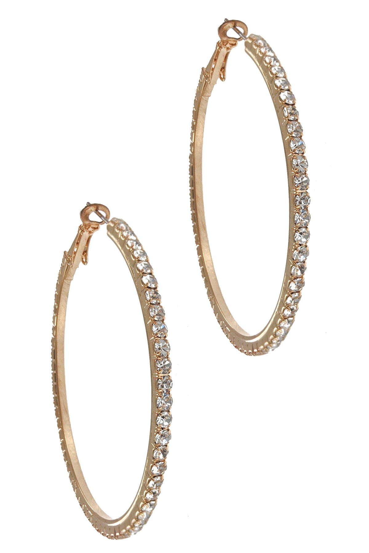 Gold Rhinestone Hoop Earring