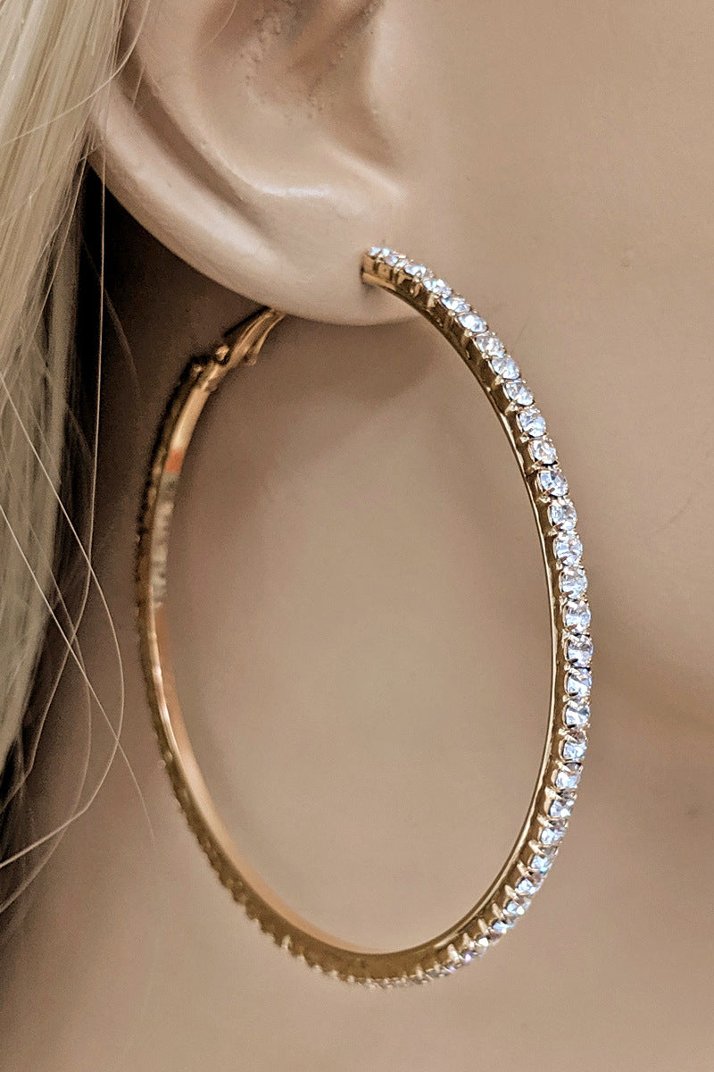 Gold Rhinestone Hoop Earring