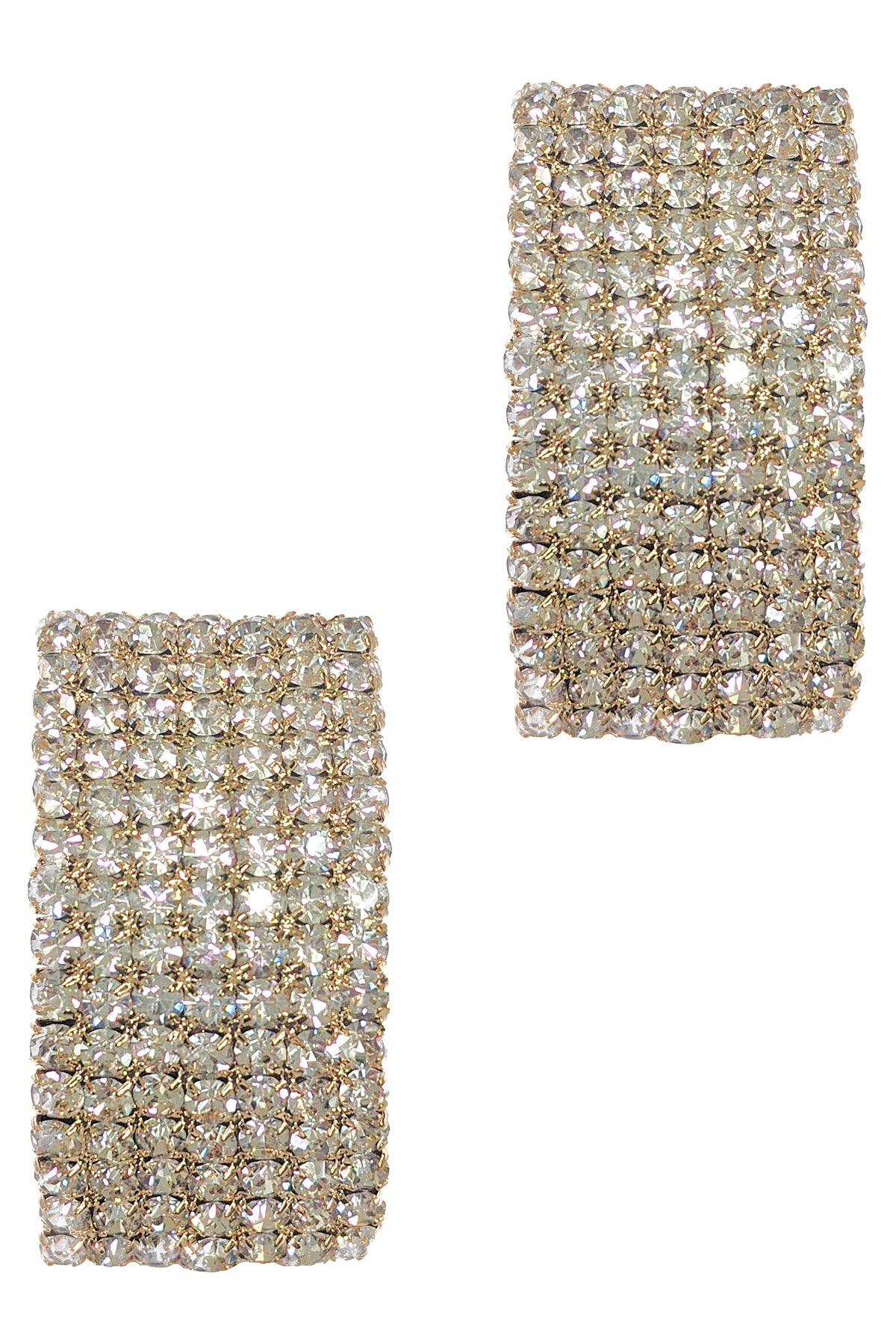 Gold Rhinestone Pave Squared Earrings
