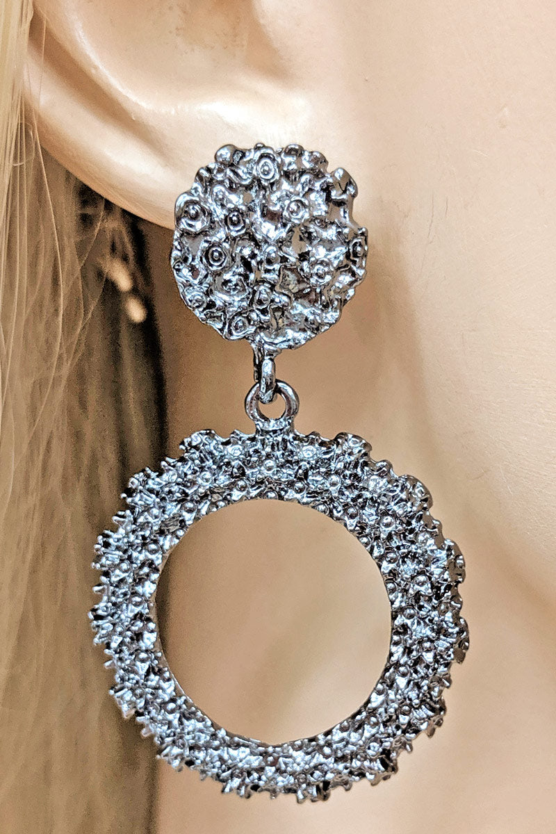 Hematite Metallic Dangle Earring