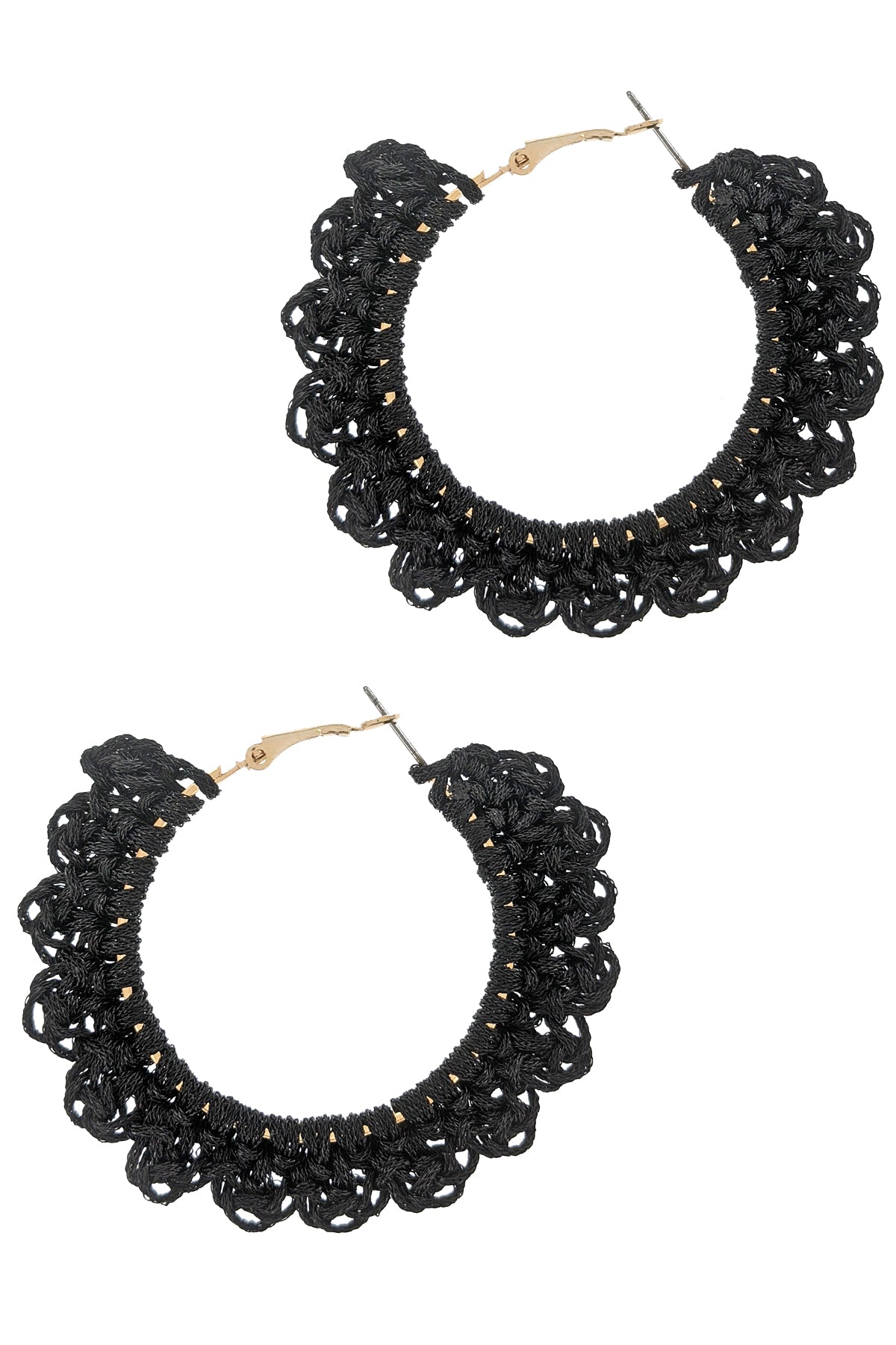 Black Crochet Hoop Earrings