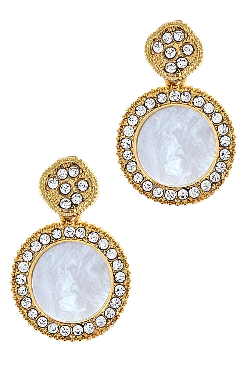 White Resin Circle Drop Earrings