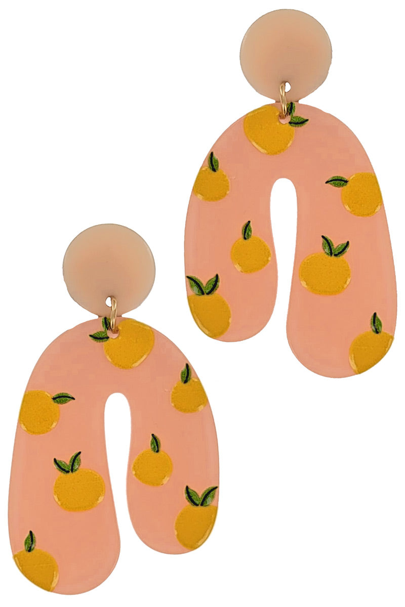 Resin Drop Orange Earrings