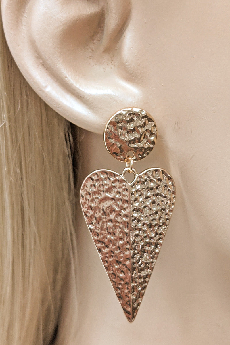 Gold Heart Dangle Earring