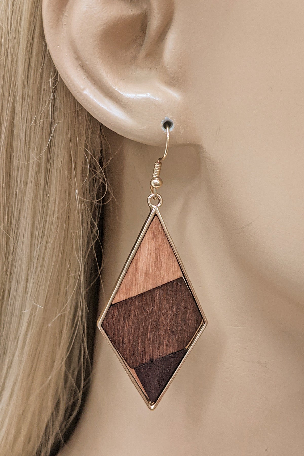 Triangle Wood Drop Earrings