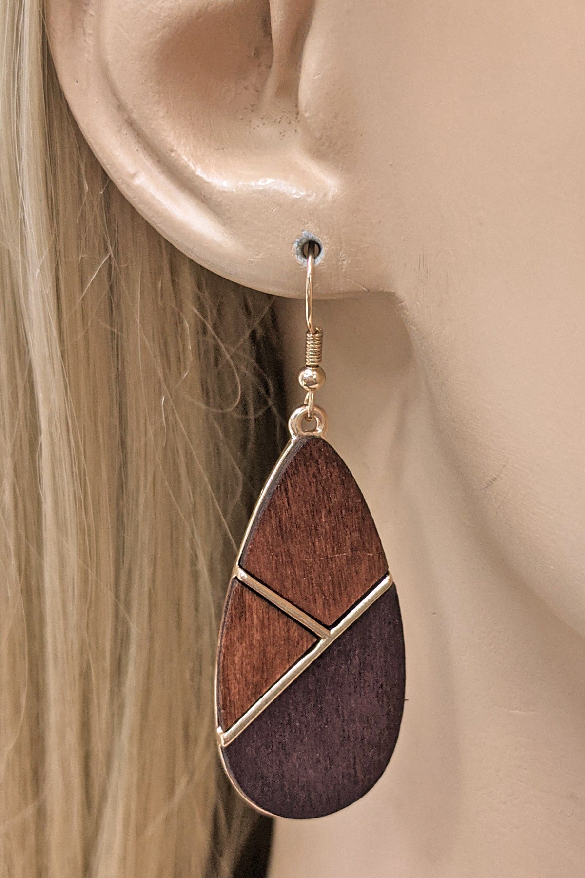 Brown Teardrop Wood Earrings