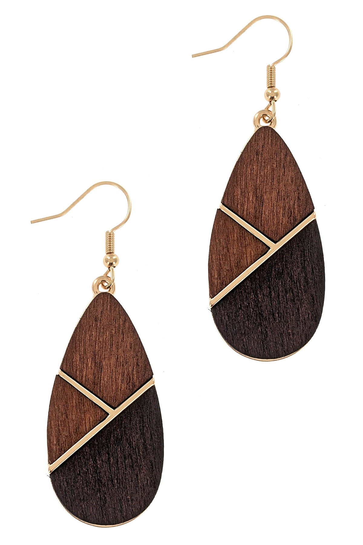 Brown Teardrop Wood Earrings