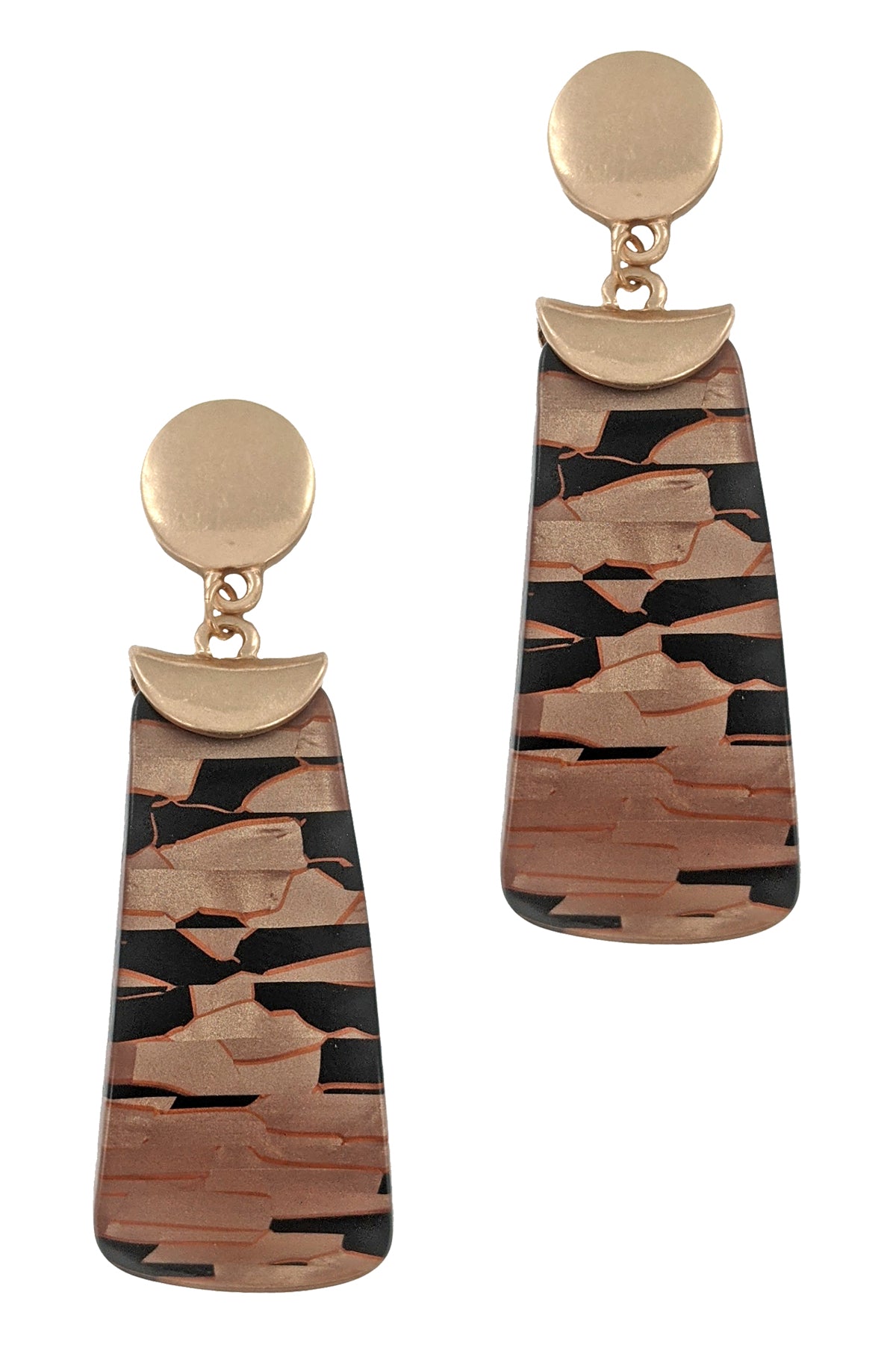 Brown Two Tone Acrylic Dangle Earrings