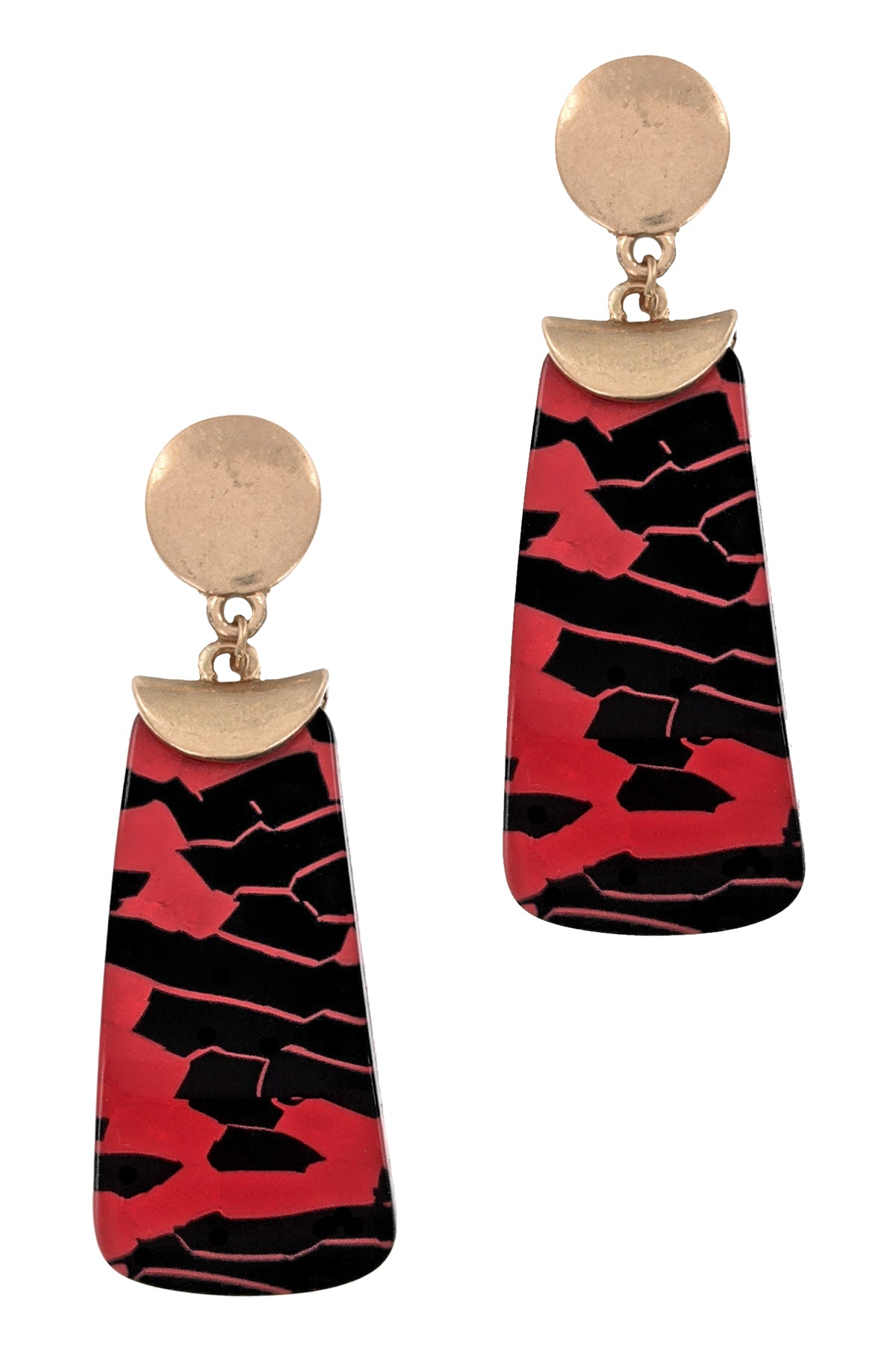 Red Two Tone Acrylic Dangle Earrings