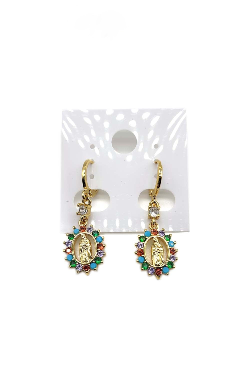 Multi-color Gold Dipped Virgen Marry Dangle Earring