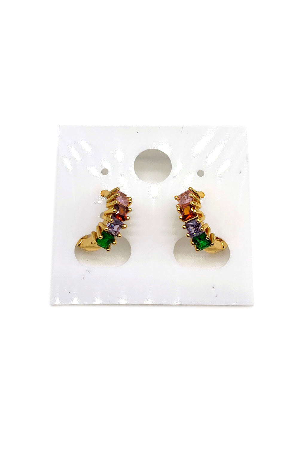 Multi Color Rhinestone Mini Hoop Earring Gold Dipped