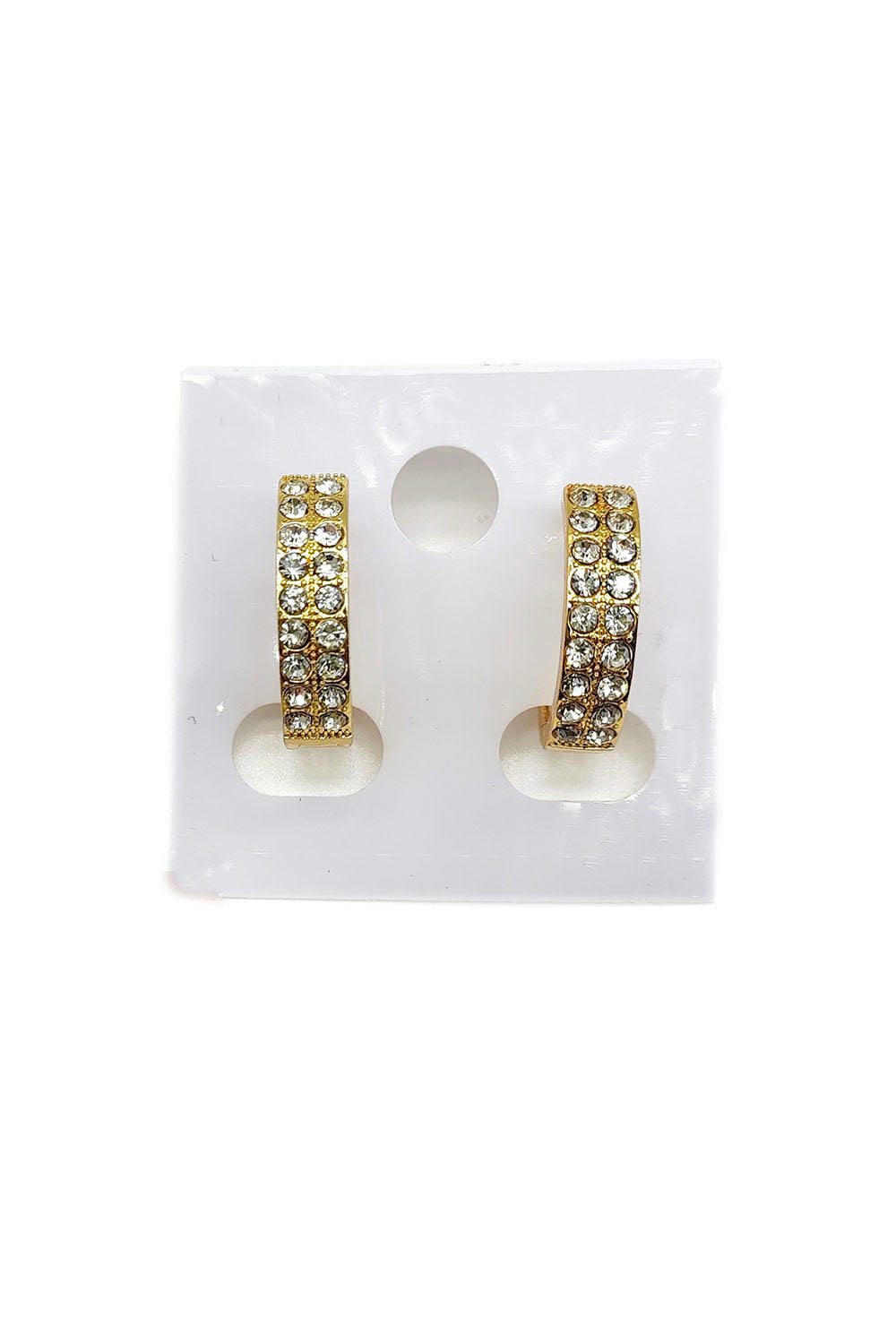 Rhinestone Mini Hoop Earring Gold Dipped
