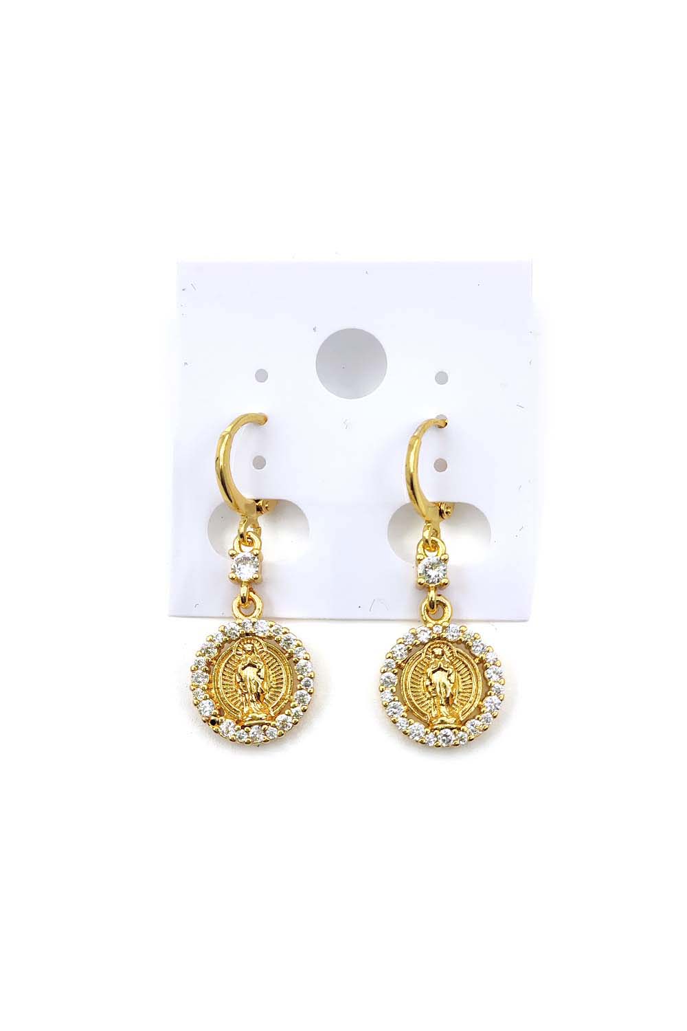 Gold Dipped Virgen De Guadalupe Earring