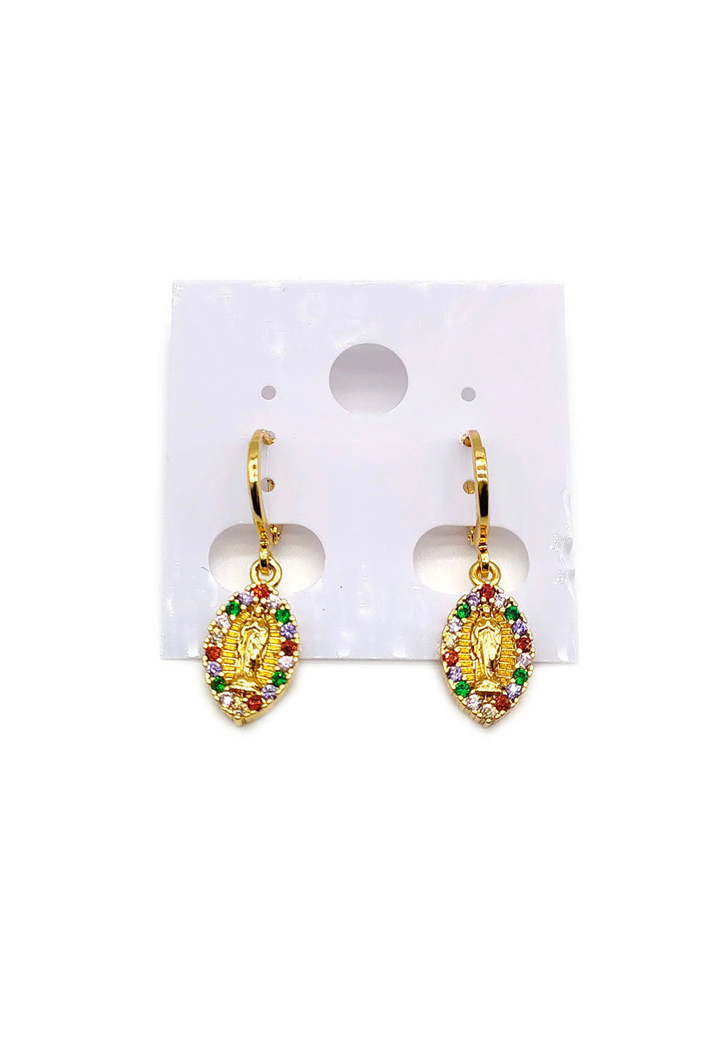 Multi-color Gold Dipped Virgen De Guadalupe Earring