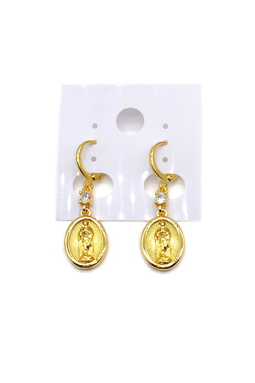 Gold Dipped Virgen De Guadalupe Earrings