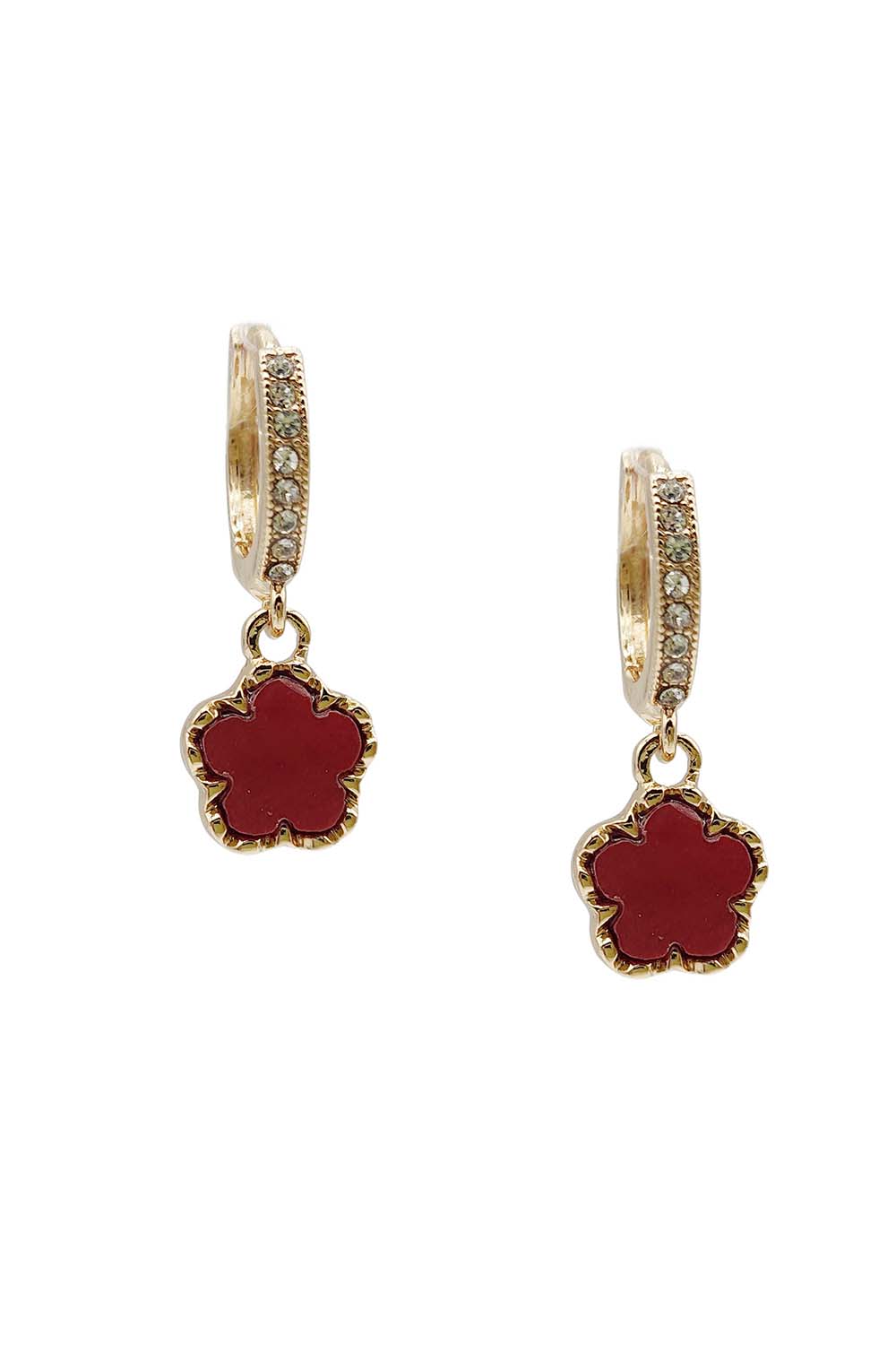 Red Gold Dipped Clover Dangle Earring