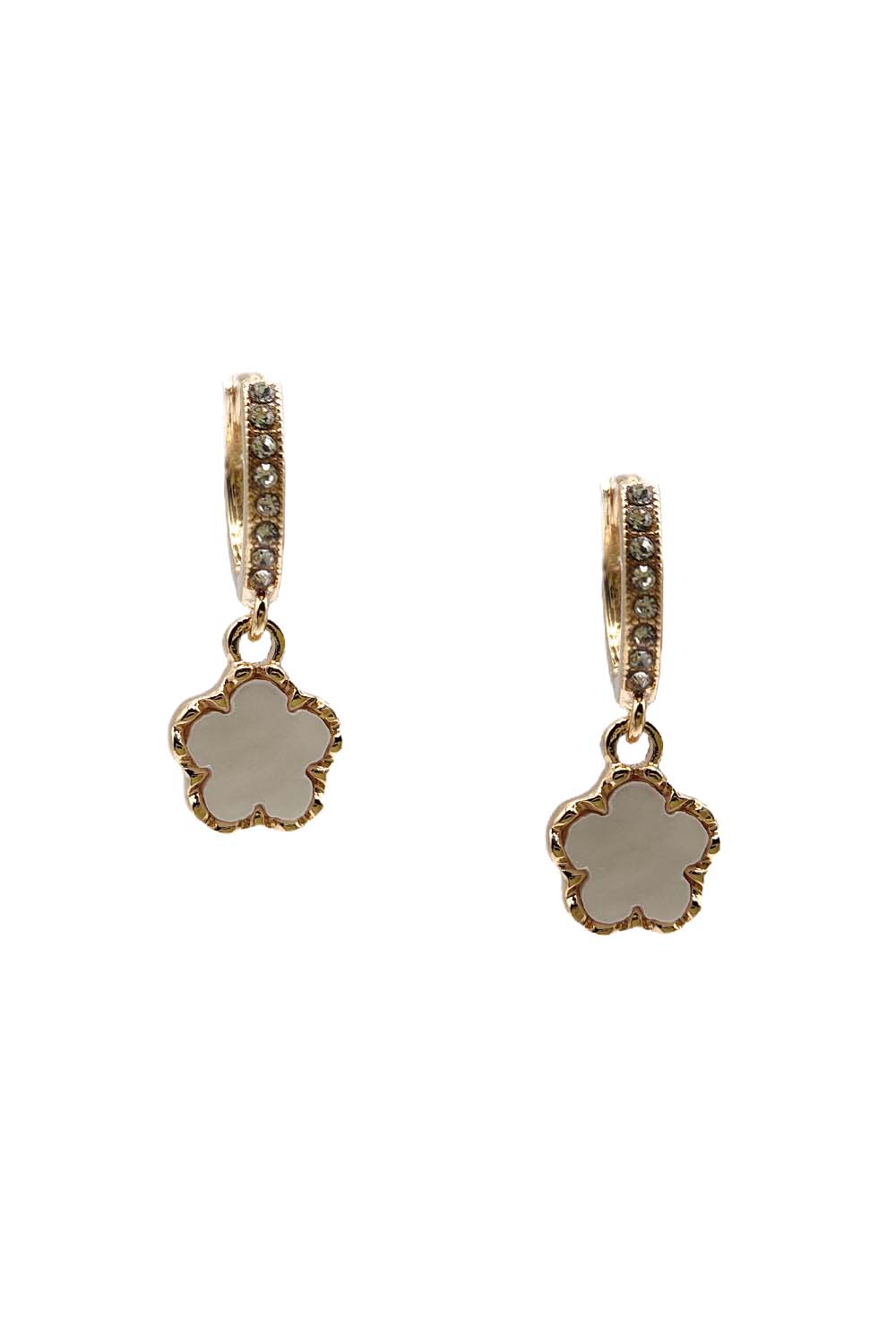 White Gold Dipped Clover Dangle Earring