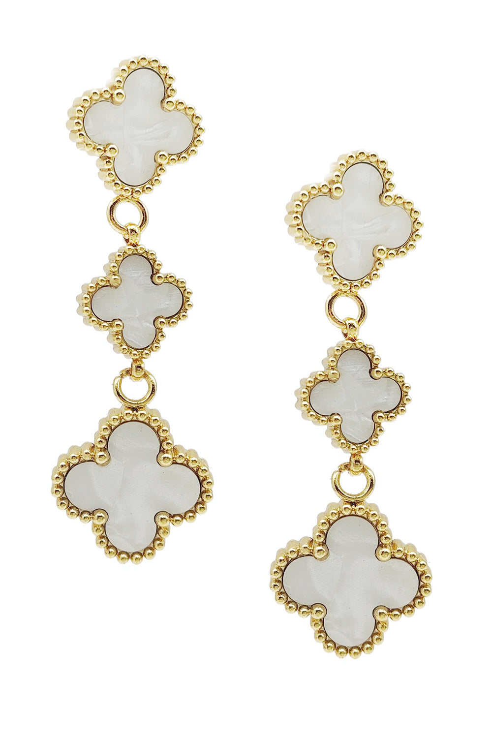 Stainless Steel Clover Design Dangle Earrings