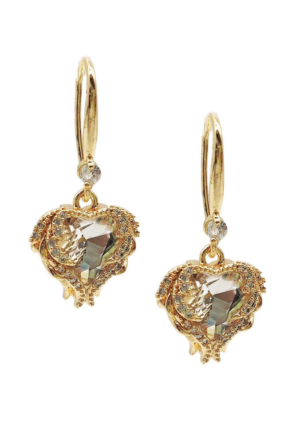 Gold Dipped Heart Dangle Earrings
