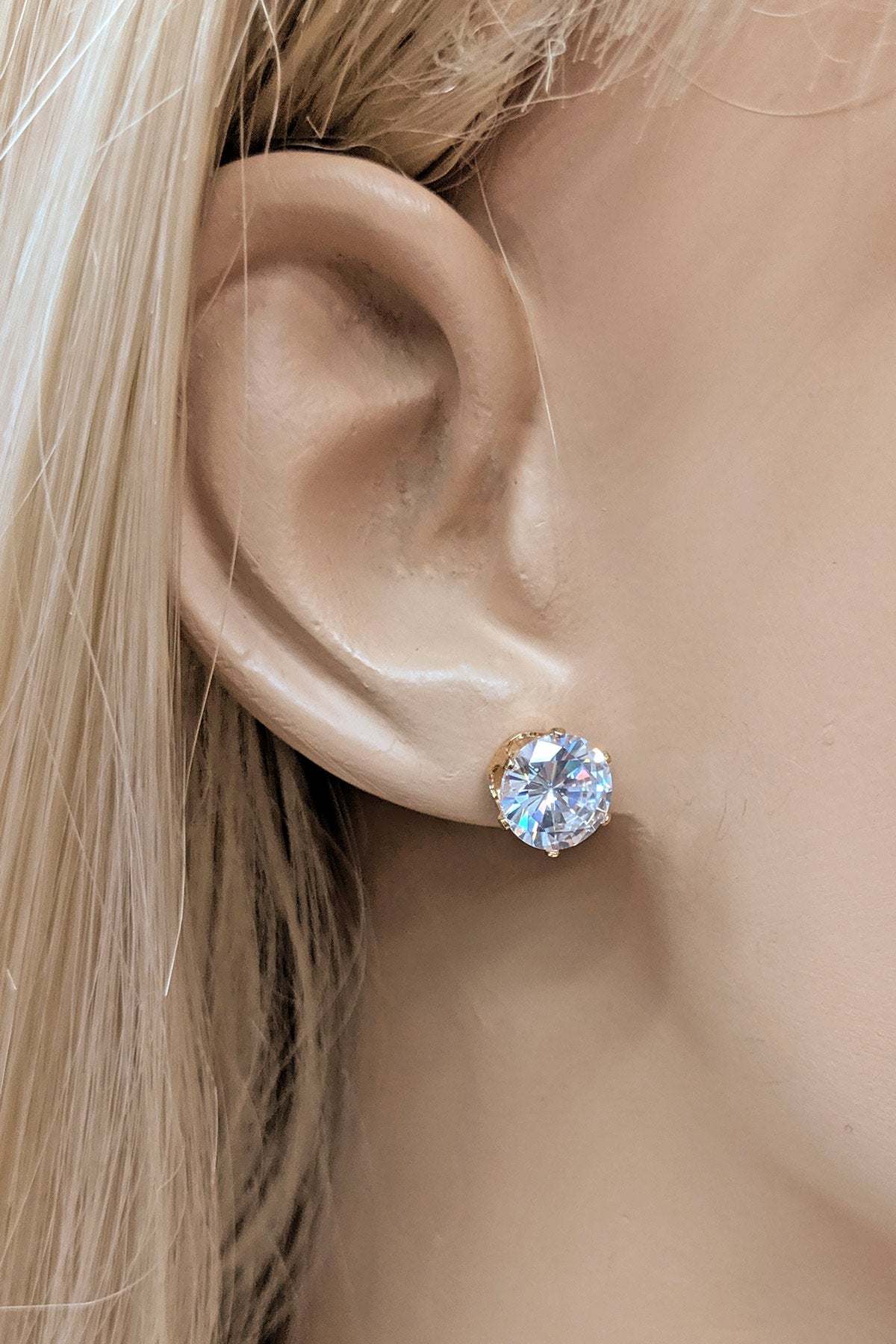 Gold 5-pair Cubic Zirconia Stud Earrings
