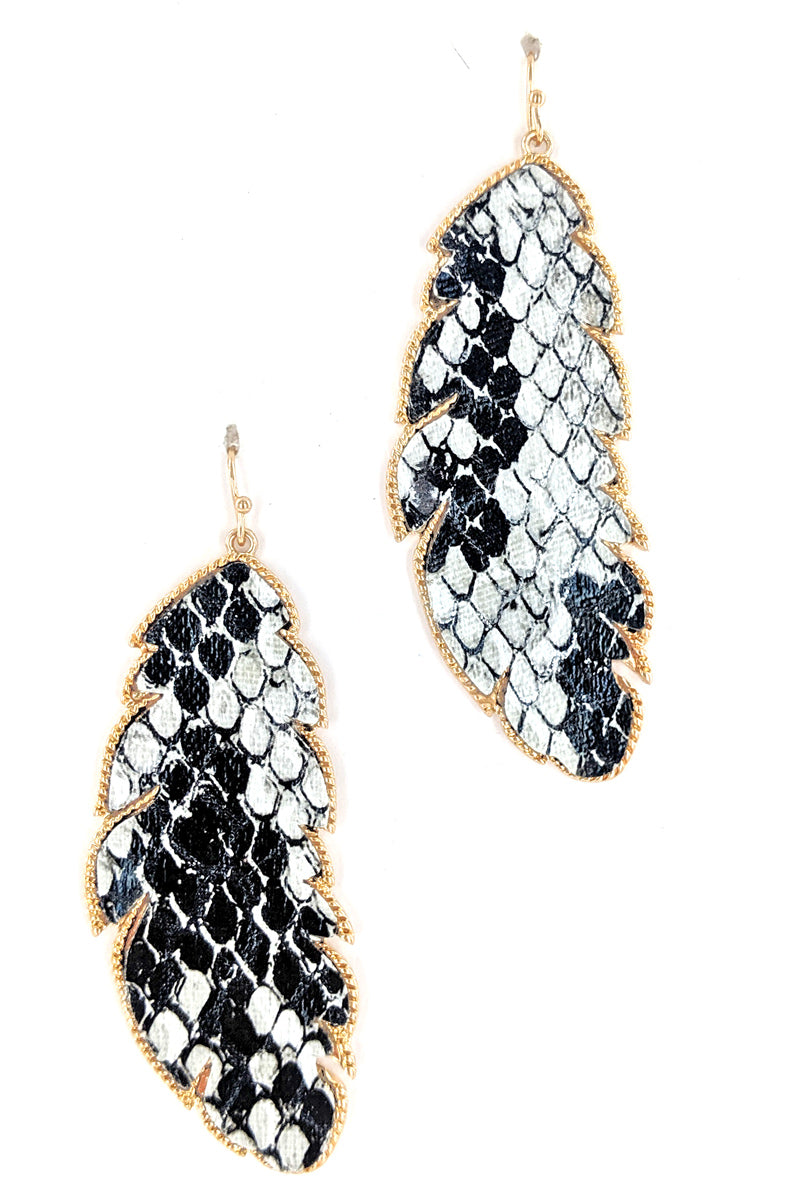 Light Animal Print Leaf Earrings