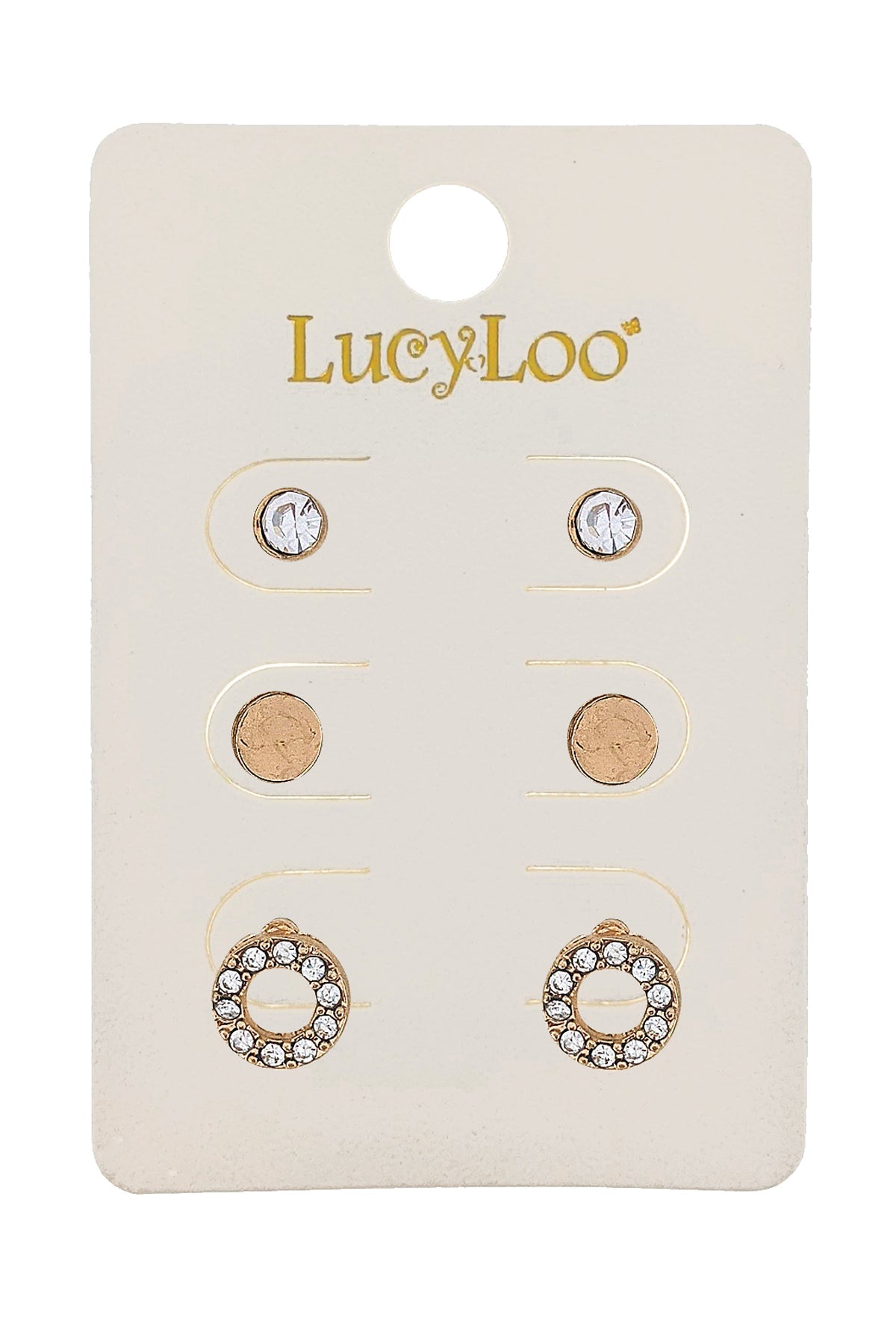 3-Pair Gold Round stud Earring