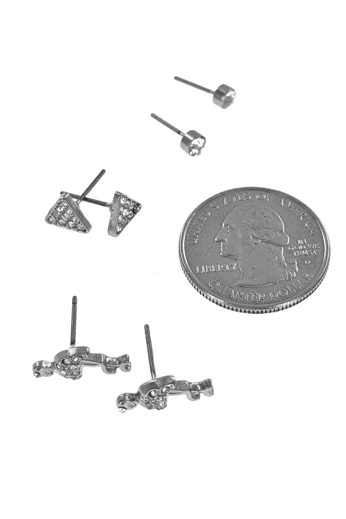 3-pair Silver Flamingo Stud Earrings