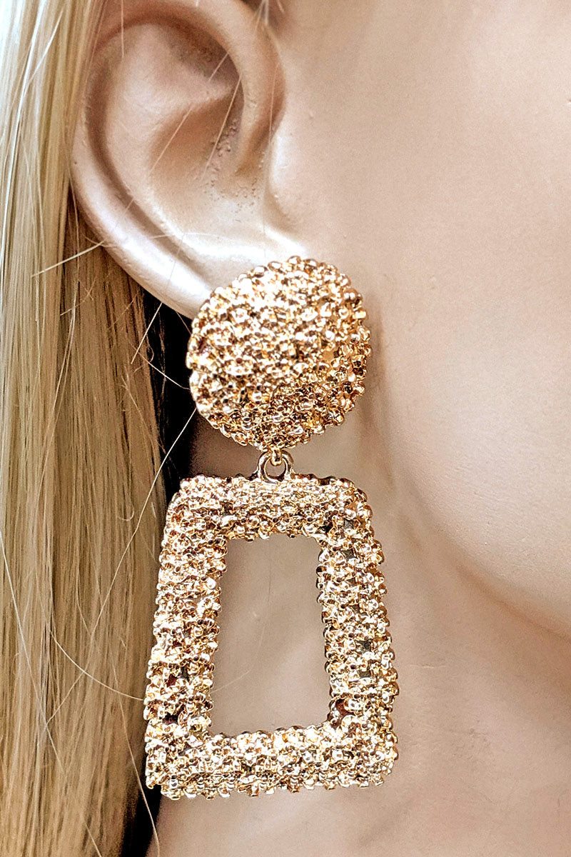 Gold Statement Squared Dangle Earring