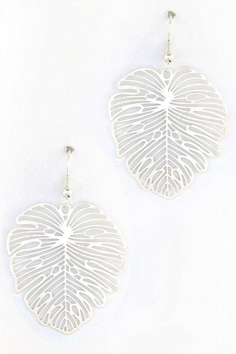 Matte Silver Leaf Earring