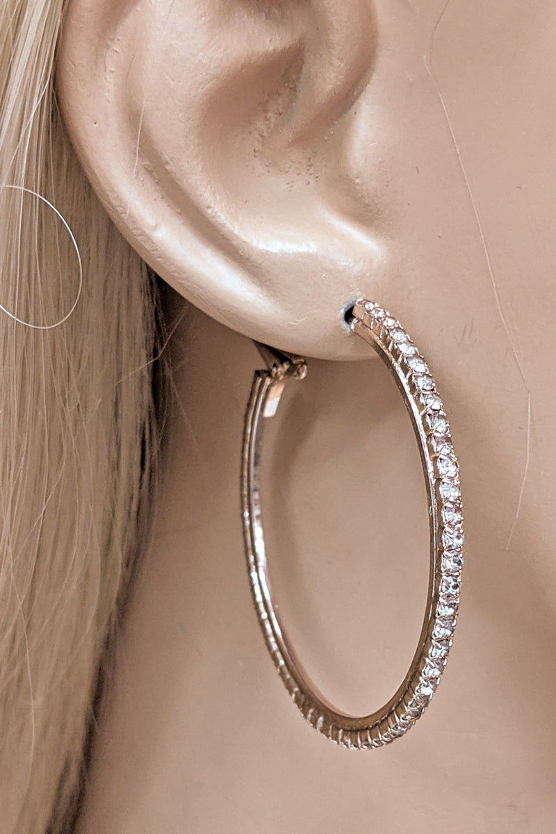 Gold/Champagne Rhinestone Hoop Earring