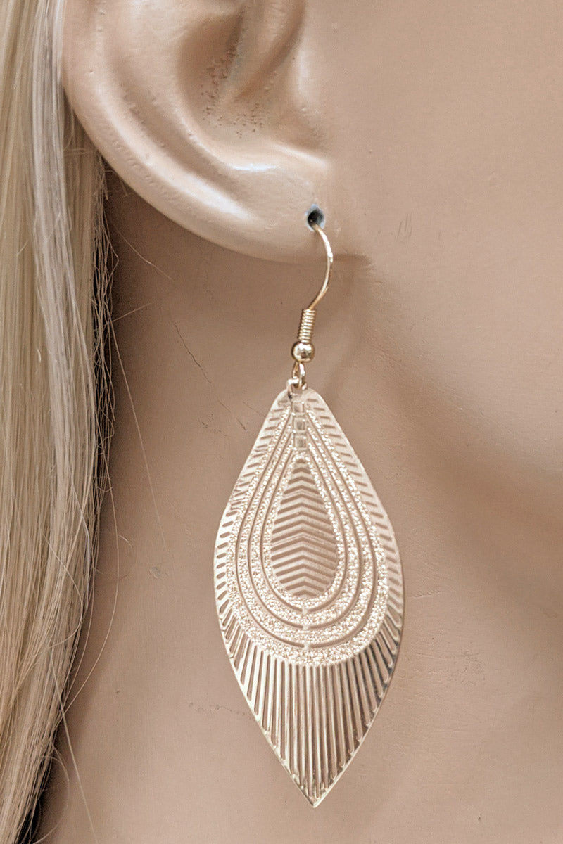 Matte Gold Filigree Teardrop Earring