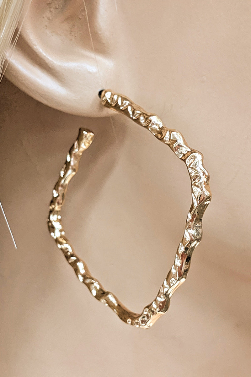 Gold Squared Hoop Earring