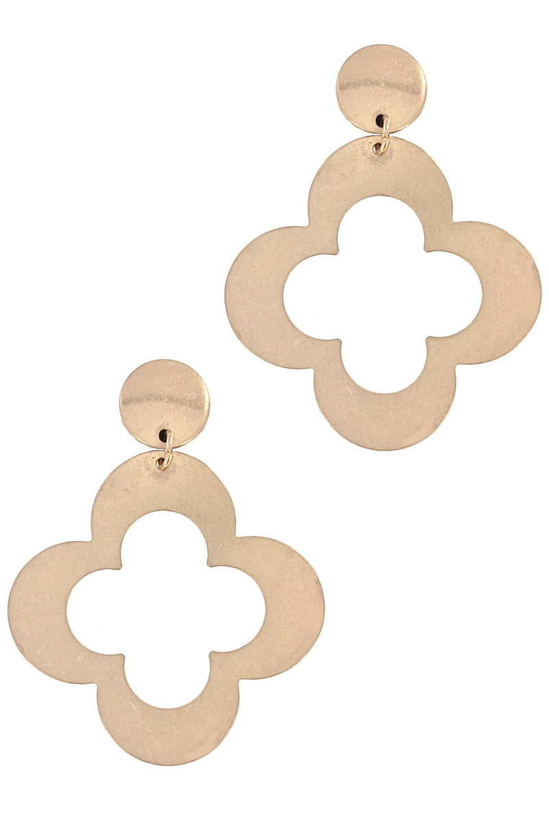 Worn Gold Clover Dangle Earring